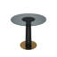 Table de ronde ronde moderne - plateau en verre trempé de 85 cm, pieds en bois noir avec base en métal doré