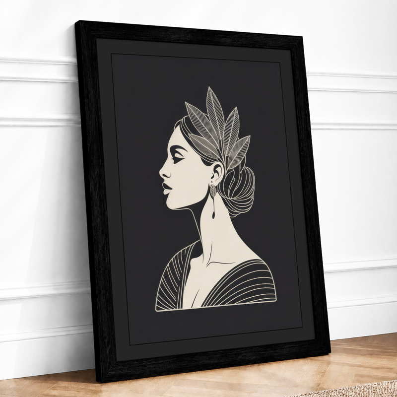 Woman In Profile Art Deco - Print, A2 - 59.4 x 42.0 cm, Black