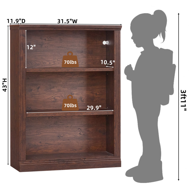 Ensemble de bibliothèque 43 po, Brun / Blanc, (3 Shelves) 43"H x 94.5"W x 11.9"D