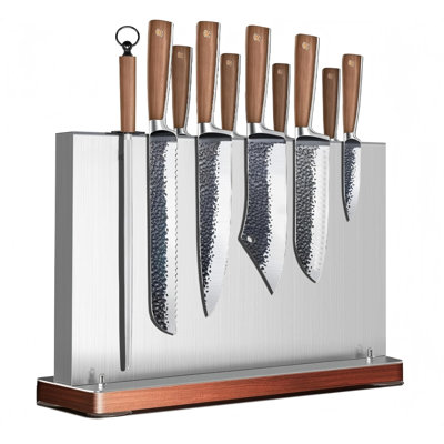 Porte-couteaux magnétique en acier inoxydable sans porte-couteaux, porte-couteaux magnétique métallique, organisateur de rangement magnétique puissant pour couteau de cuisine