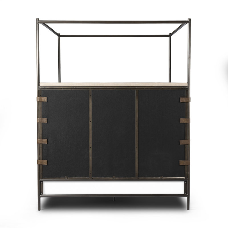 Anderson Upholstered Queen Canopy Bed, Beige, King