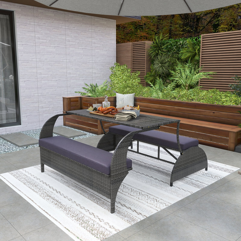 Causeuse d'extérieur polyvalente qui se transforme en quatre sièges et une table, Gris