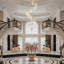 Led Platinum Leaf High Ceiling Chandelier-275414358