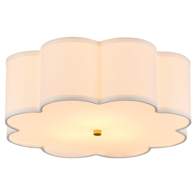 Plafonnier semi-encastré 3 lumières tambour moderne, Or brossé, H 6 po x l 17,7 po x P 17,7 po
