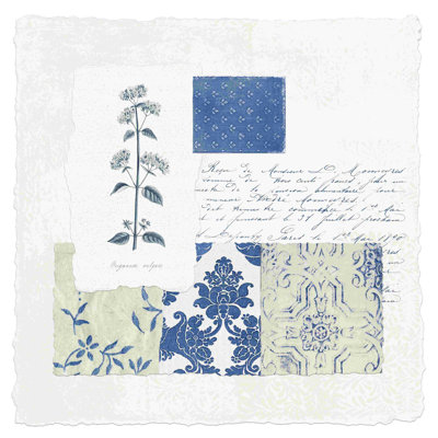 «Marine Collage with Botanical», art textuel sur toile tendue