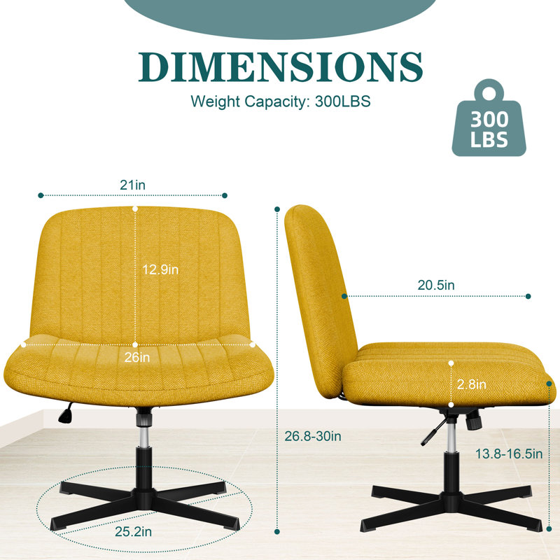 Chaise de travail avec siège rembourré Walsunny, Jaune