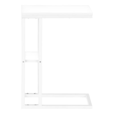 C-Shaped Accent Table With Laminate Top And Metal Frame, Perfect For Living Room And Bedroom Use