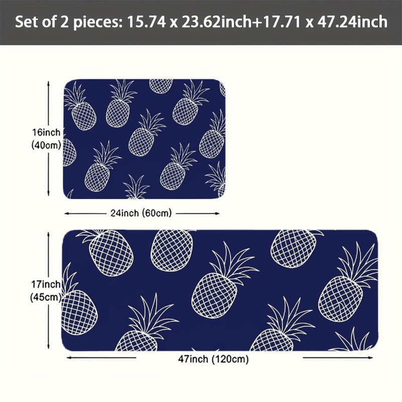 Ensemble de 2 tapis de sol en flanelle à motif d'ananas blanc minimaliste