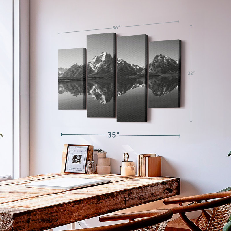 «Grand Teton Mountains BW Wall Art», H 22 po x l 36 po x P 1,00 po