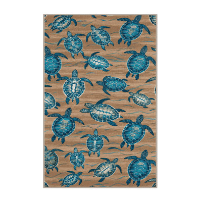 Washable Sea Turtle Migration Coastal Area Rug
