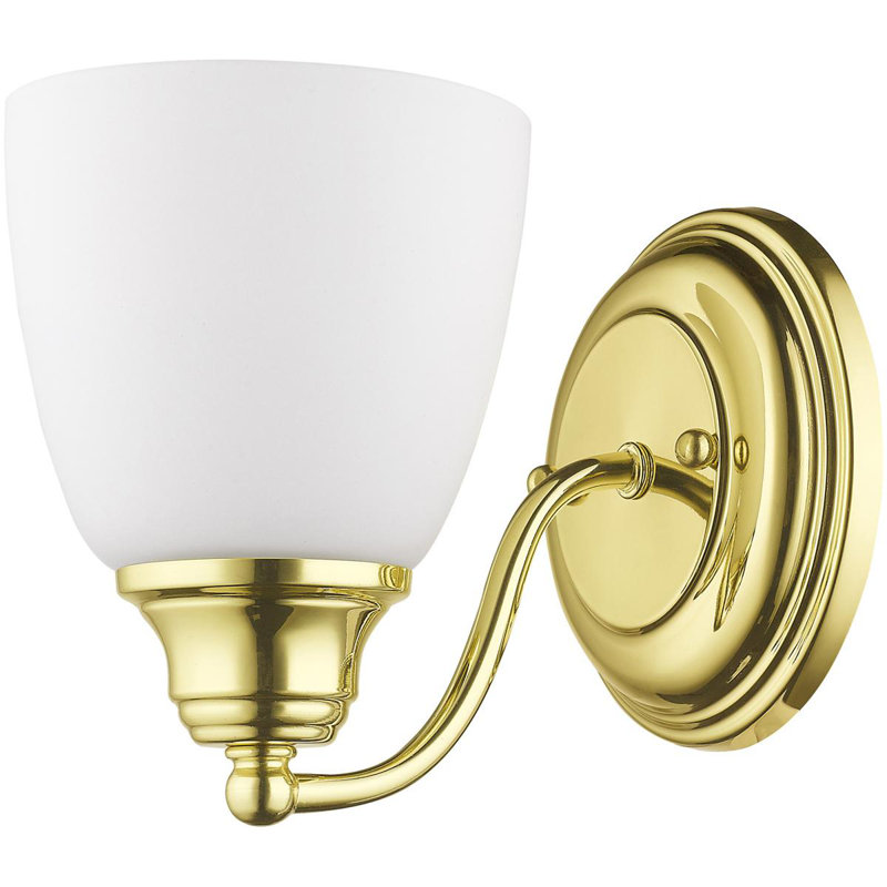 Applique murale 5,5 po avec verre blanc - Luminaire élégant, Laiton poli