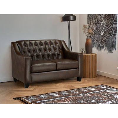 Debolt 56" Genuine Leather Square Arm Loveseat