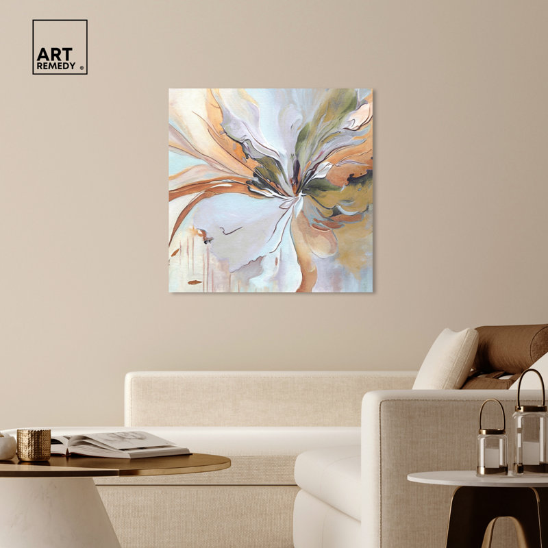 Golden Aesthetic Boho Abstract Wrapped Canvas Wall Art, 40" x 40"