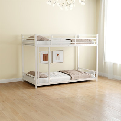 Heavy-Duty Metal Twin Over Twin Bunk Bed With Safety Guardrails And No Box Spring Required
