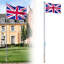 Flag Pole Kit Aluminum Flagpole with UK Flag, Ground Sleeve & Rope Adjustable Height 225-650 cm Sectional Weather-resistant for Outdoor Residential Garden Decoration