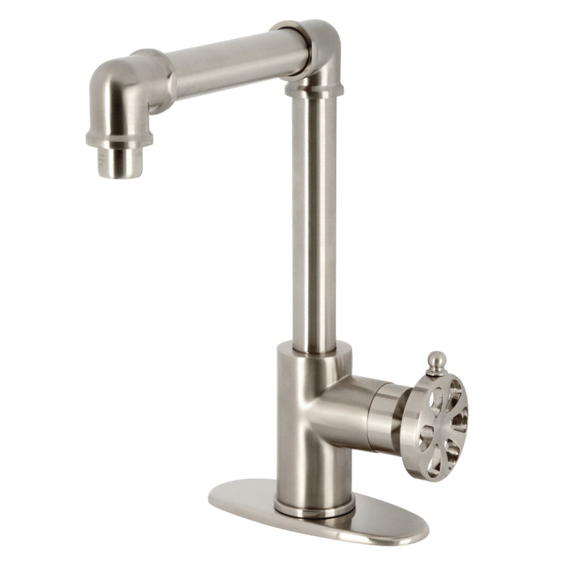 Robinet de salle de bain à poignée simple à fixation sur comptoir 1 trou Kingston, Nickel brossé
