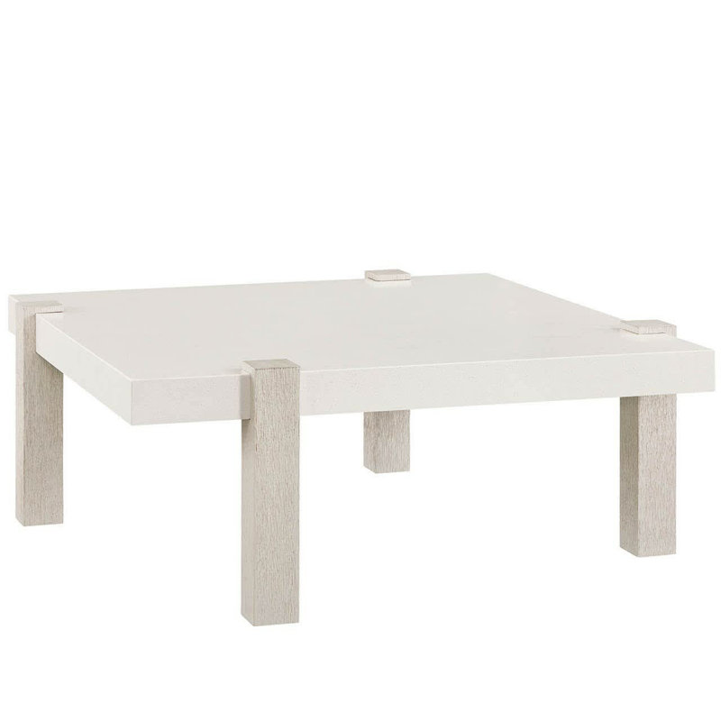 Modern Mist 44" Wide White Quartz Top Light Oak Base Square Cocktail Table