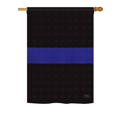Drapeau de maison / jardin à rayures bleues en polyester à 2 côtés