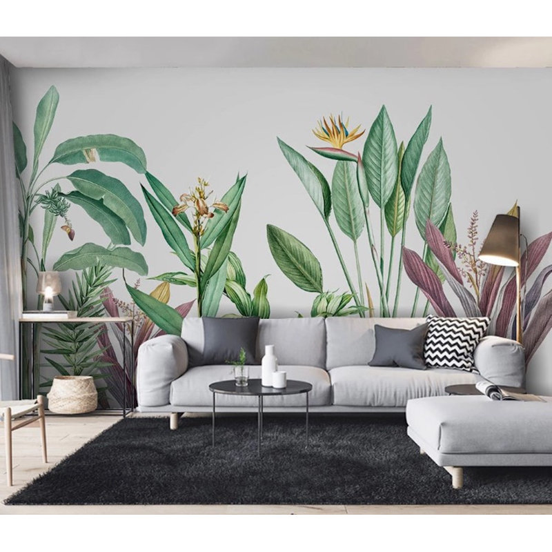 Papier peint amovible à motif floral, L 75 po x L 112 po