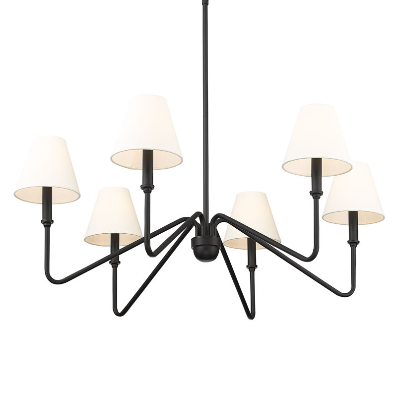 Kahraman 6 - Light Steel Dimmable Round Chandelier, Natural Black