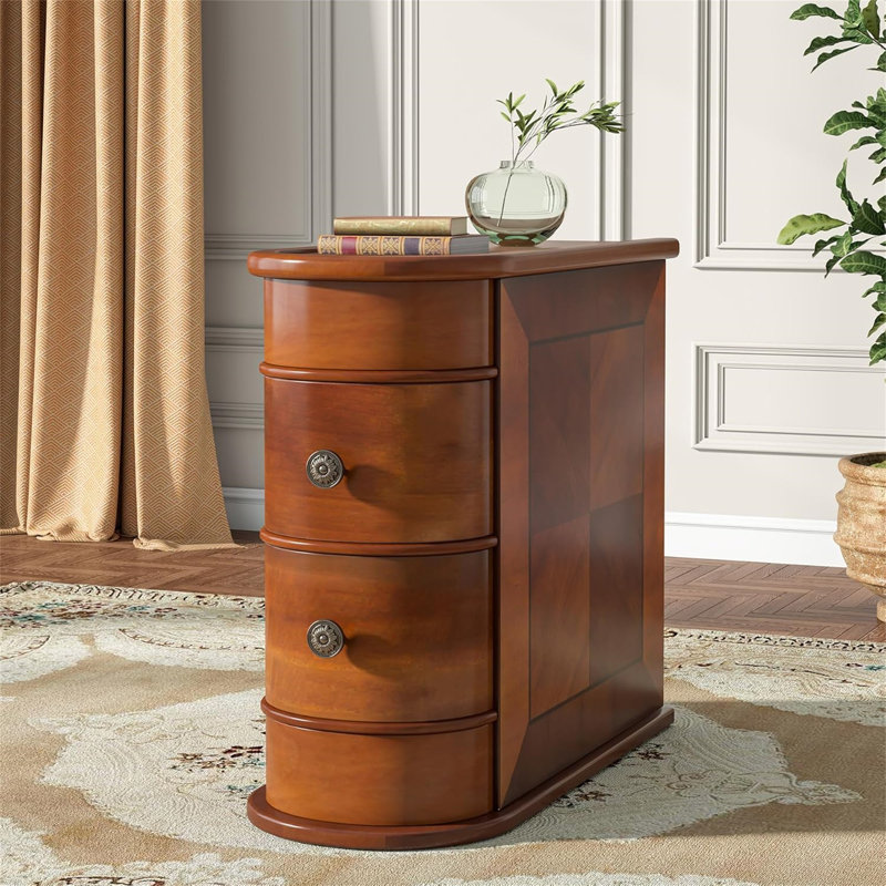 10.8" Solid Wood Narrow End Table, Walnut