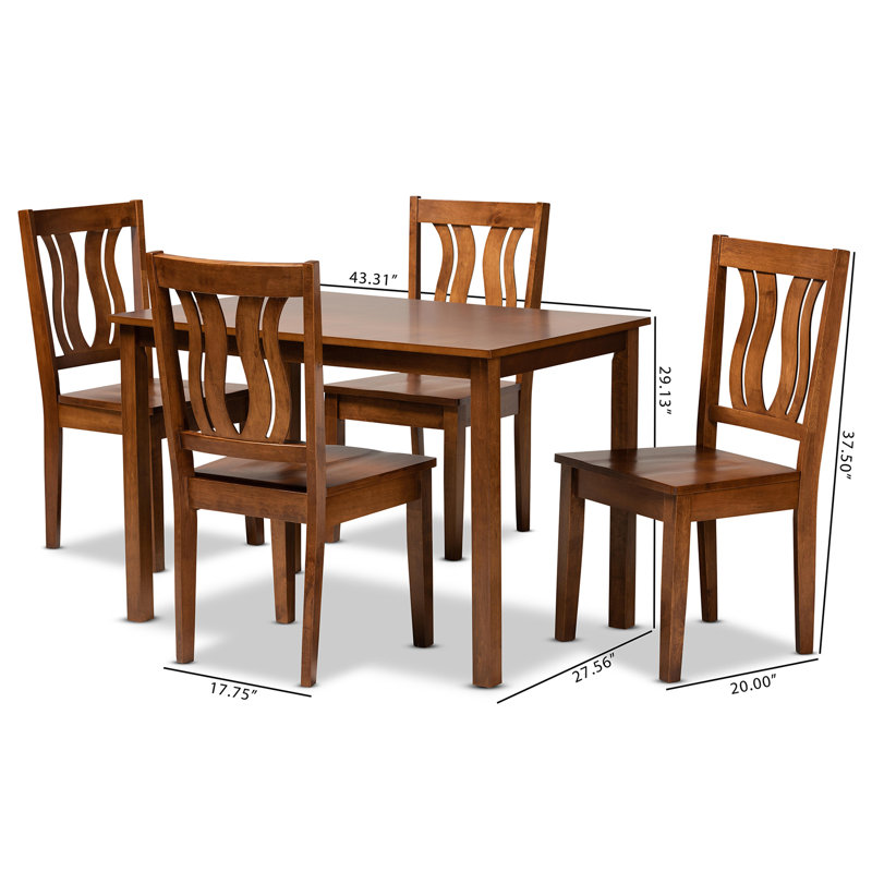 Four Leg Dining Set, Walnut Brown, Walnut Brown, 29.13" H x 43.31" L x 27.56" W