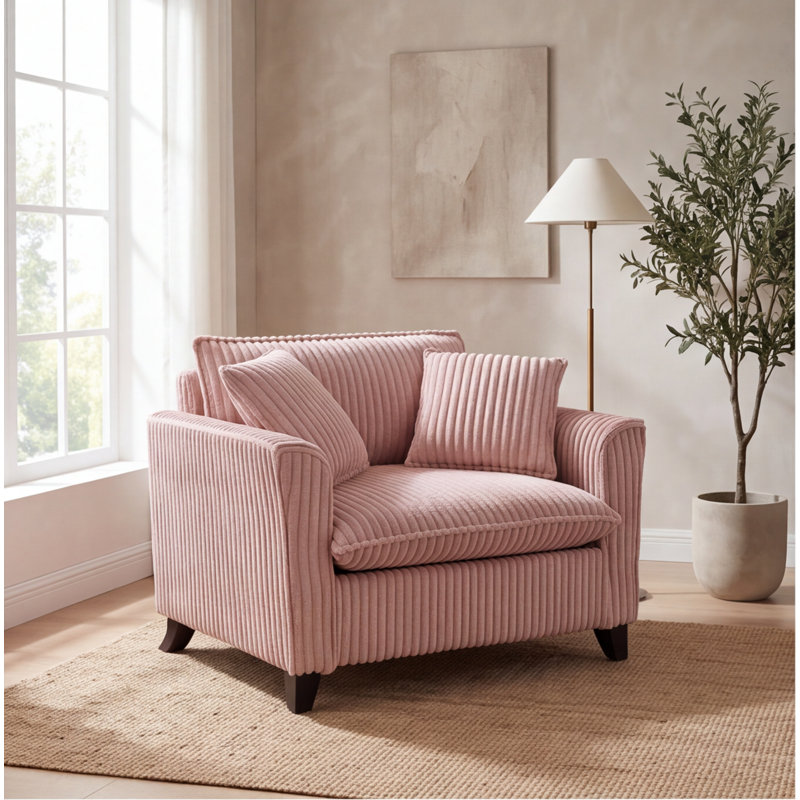 Fauteuil paresseux rose en velours côtelé avec accoudoirs - Fauteuil d'appoint à une place pour le salon, la chambre à coucher