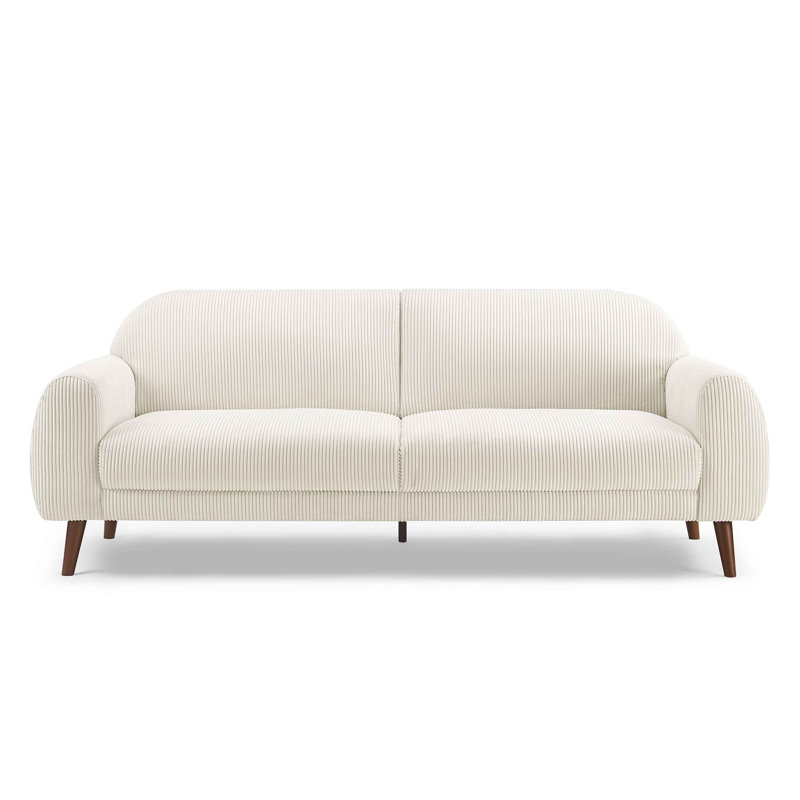 Iris 222Cm Round Arms Sofa, Cream Corduroy