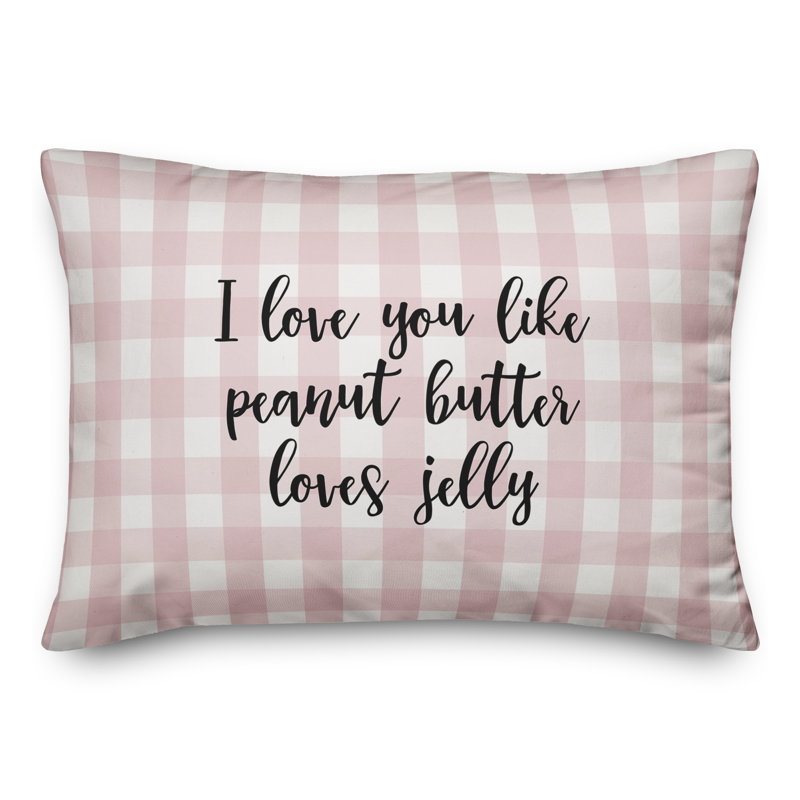  Coussin décoratif I Love You Like Peanut Butter Loves Jelly, Noir / Rose