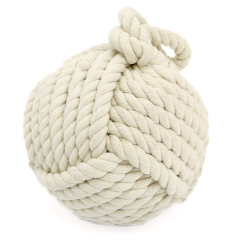 Aislinn Rope String Ball Fabric Floor Door Stop, White