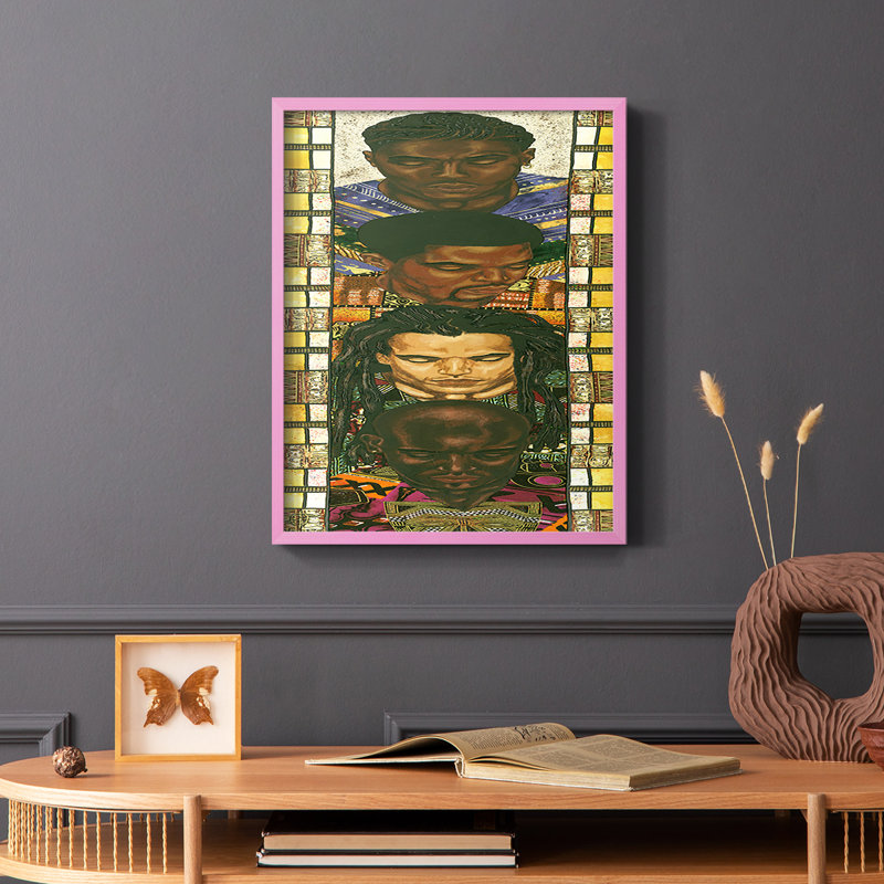 «Spiritual People I», reproduction encadrée - bois massif, Rose, H 10 po x l 8 po
