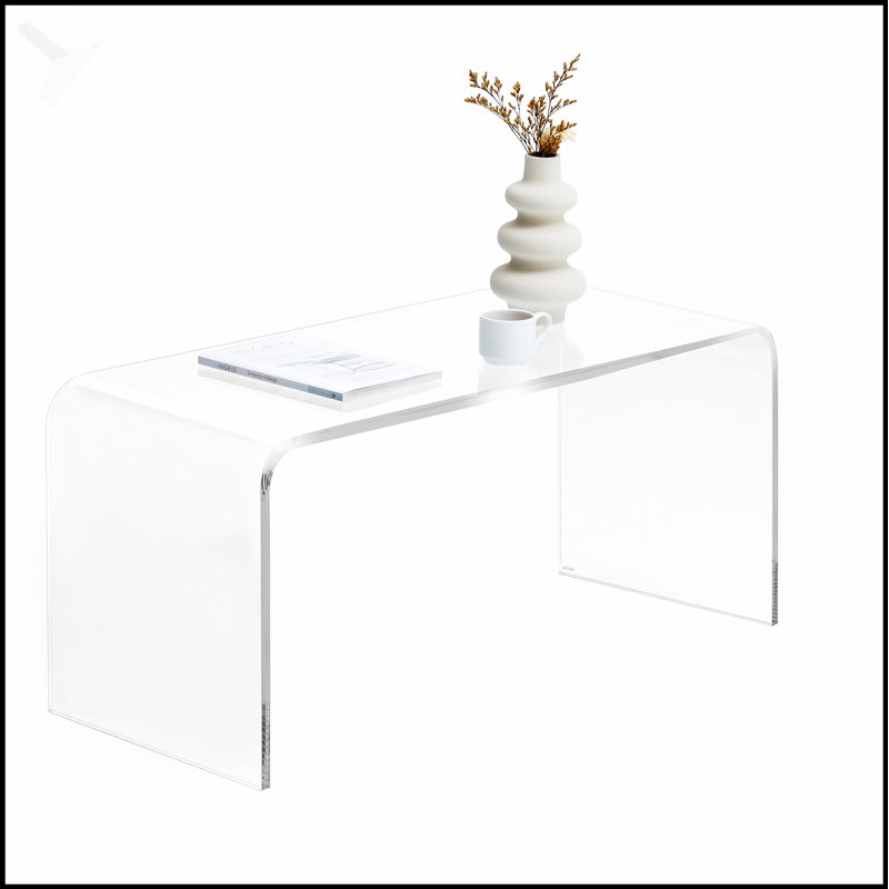 Table basse en cascade transparente en acrylique, 39,25 de long, 15 mm d'épaisseur, design minimaliste pour les espaces de vie modernes