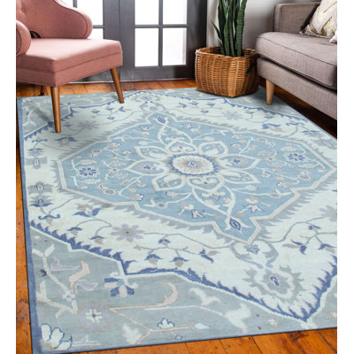 Tapis floral en laine noué à la main Masal