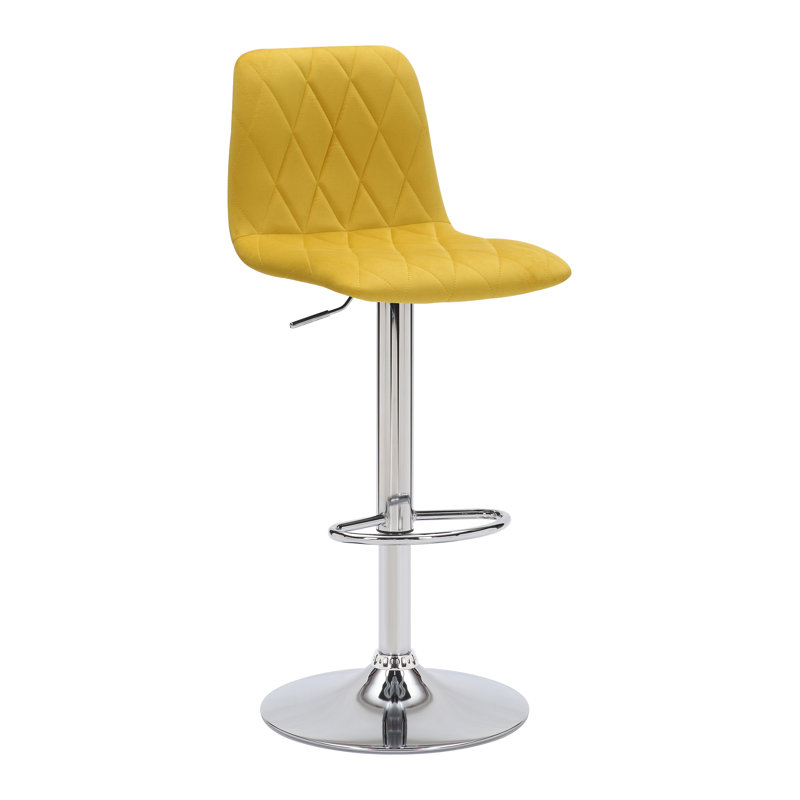Adelaid Swivel Upholstered Adjustable Height Counter Stool with Metal Frame, Mustard