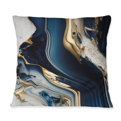 «Abstract Geode Waves Blue V» - Coussin imprimé