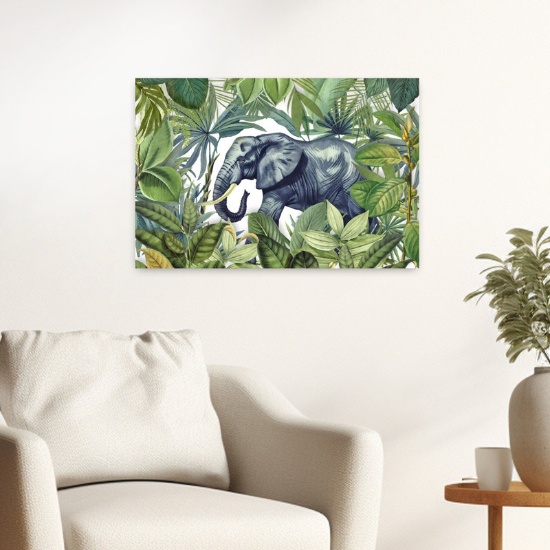 Art contemporain, nature, éléphant, art tropical, H 24 po x l 16 po