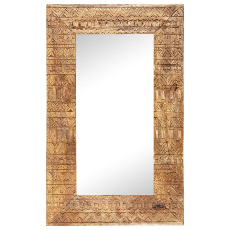 Hand-Carved Mirror Solid Mango Wood, 31.5" x 19.7" x 1"