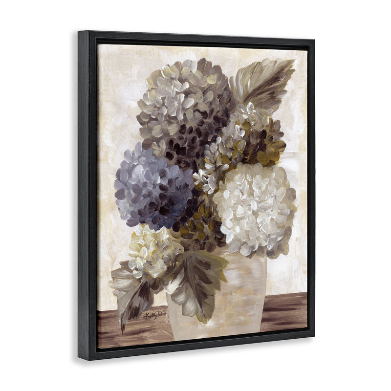 «Full Hydrangea Blooms», art mural encadré par Kelley Talent, Cadre flottant noir de jais, H 21 po x l 17 po