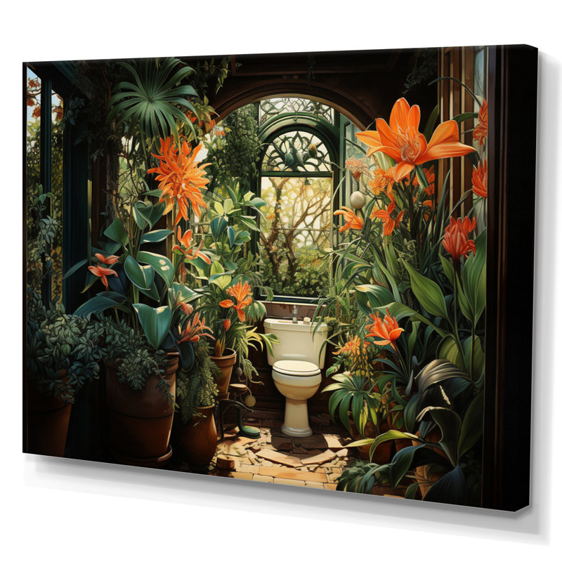 «Bathroom & Fresh Fresh Botanicals I», impression d'art mural, Toile tendue, H 34 po x l 44 po x P 1,5 po