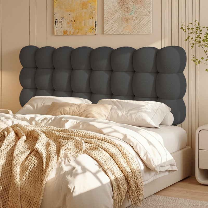 Tête de lit tapissier rembourrée Cloud, Gris, Grand