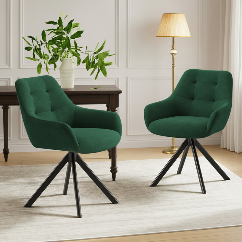 48cm H Fabric Upholstered Metal Upholstered Back Armchair, Green