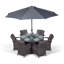 Karas 6 - Person Patio Dining Set Umbrella Hole Included Round Table with Cushions Included-39926005
