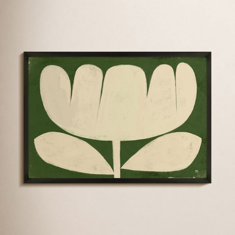 Flower On Green Painting by StudioM, Black Framed, 14" H x 20" W x 1.25" D