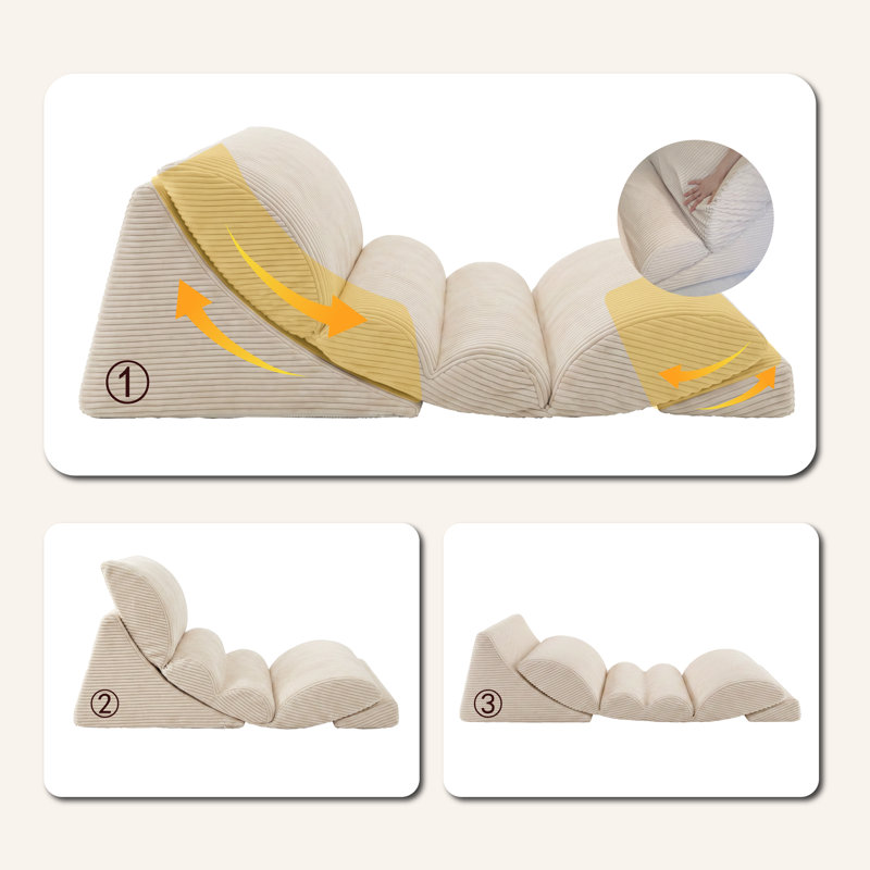 Sièges de sol ergonomiques détachables, Velours côtelé beige