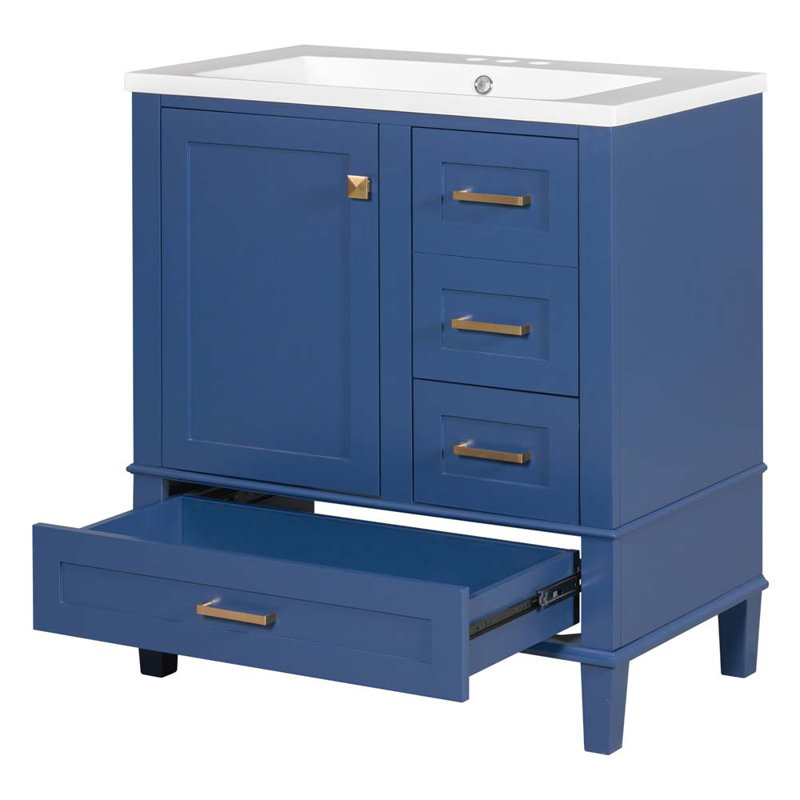Meuble-lavabo simple 30,11 avec comptoir, Bleu