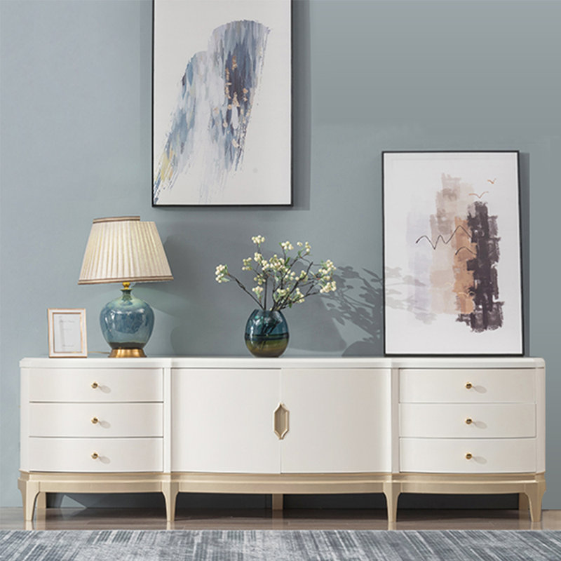 Meuble télé en bois massif avec coins arrondis, 78.74"