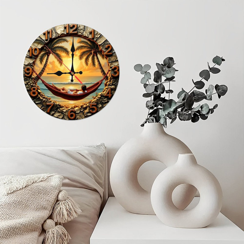 Décoration de plage horloge murale hamac