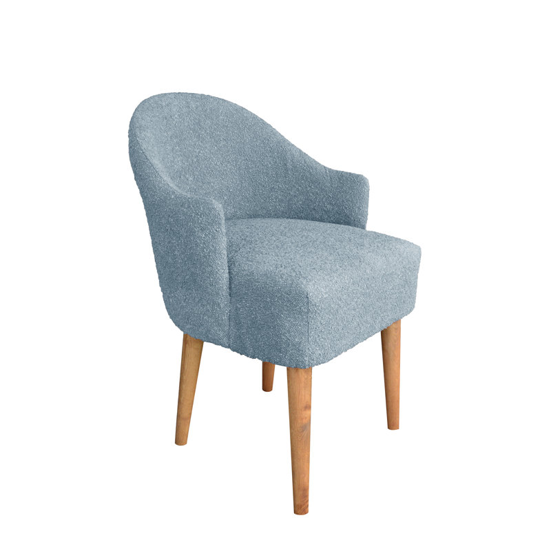 50cm H Polyester Blend Upholstered Slat Back Armchair, Blue