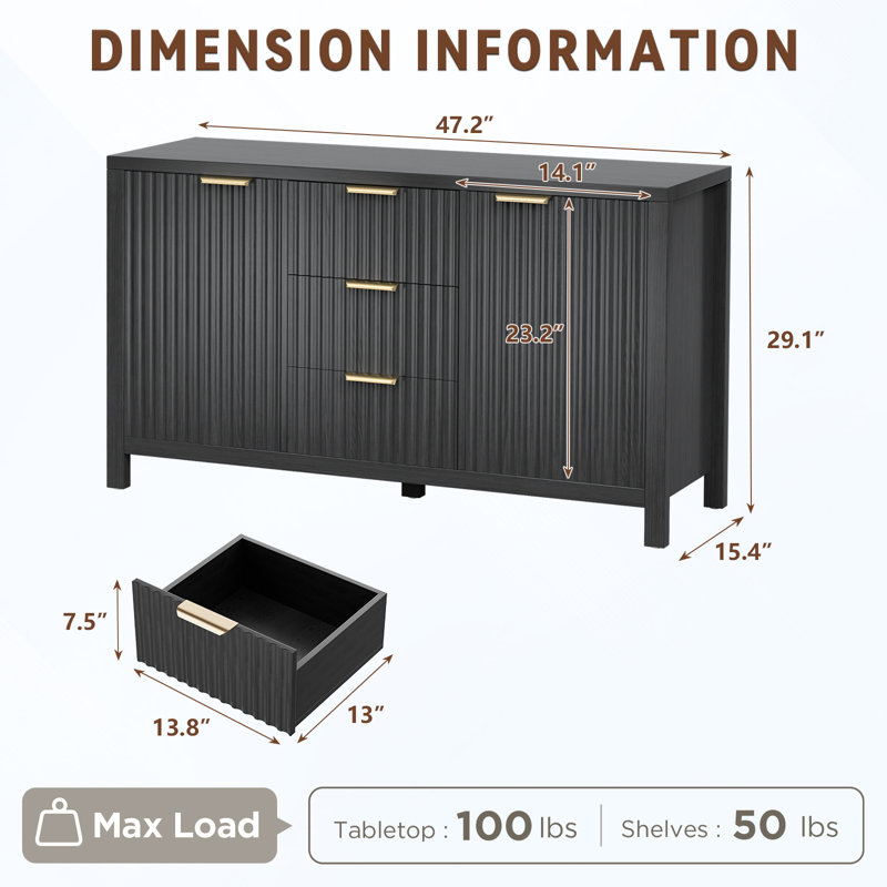 Buffet de cuisine 47,2 po