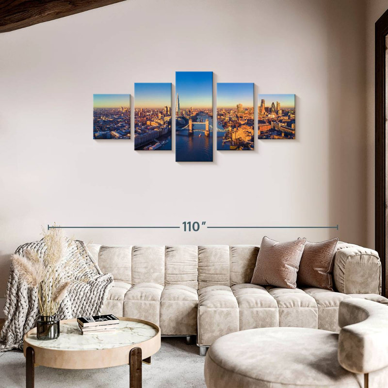London Aerial View, 34" H x 74" W